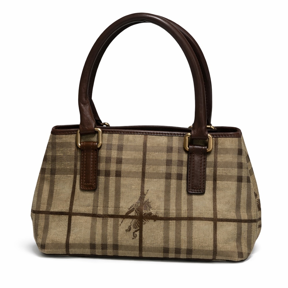BURBERRY  London Plaid Check  Mini Canvas Satchel Bag Brown  Beige